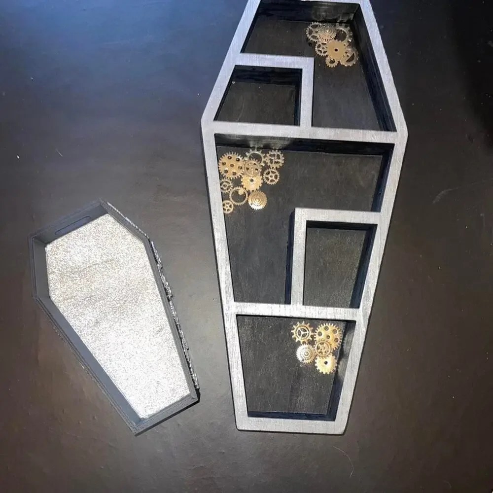 Coffin shelf with Steampunk gears